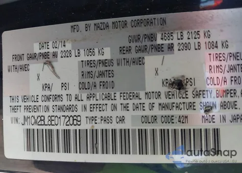 2014 Mazda 5 Sport from USA, damaged, VIN JM1CW2BL8E0172069